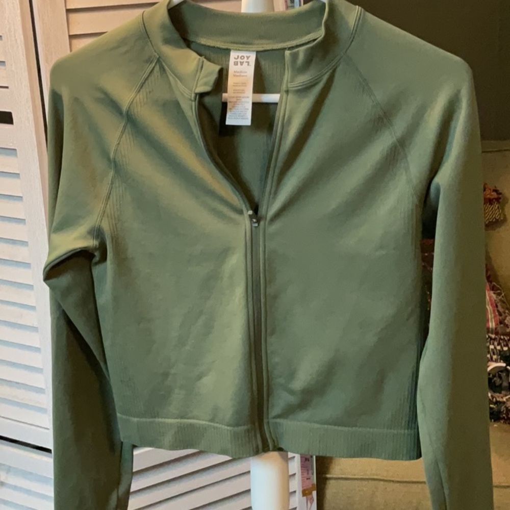 JoyLab Green Bomber Jacket with Zip-Up Design
